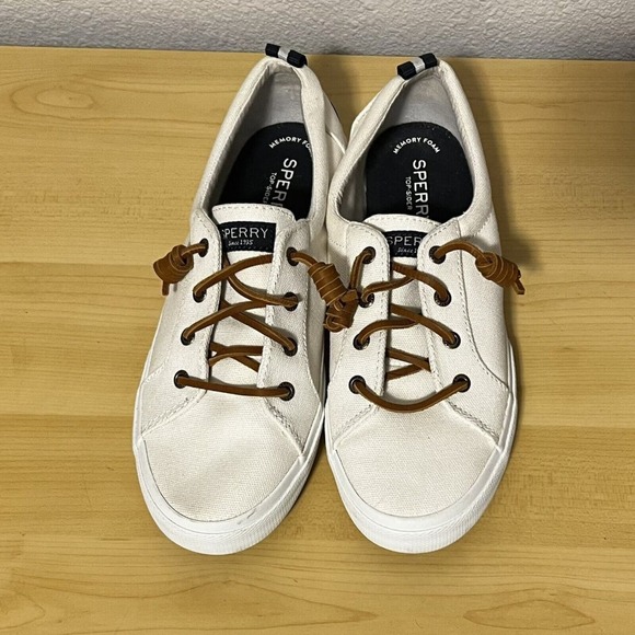 Sperry Crest Vibe  Womens Size 8 Canvas Platform White Sneakers - Picture 3 of 8